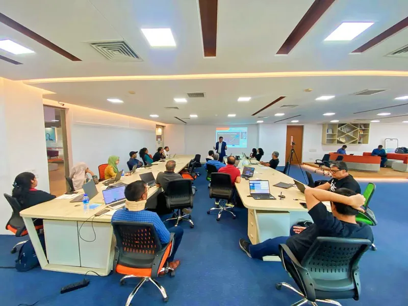 UNICEF officials participating in an AI training session
